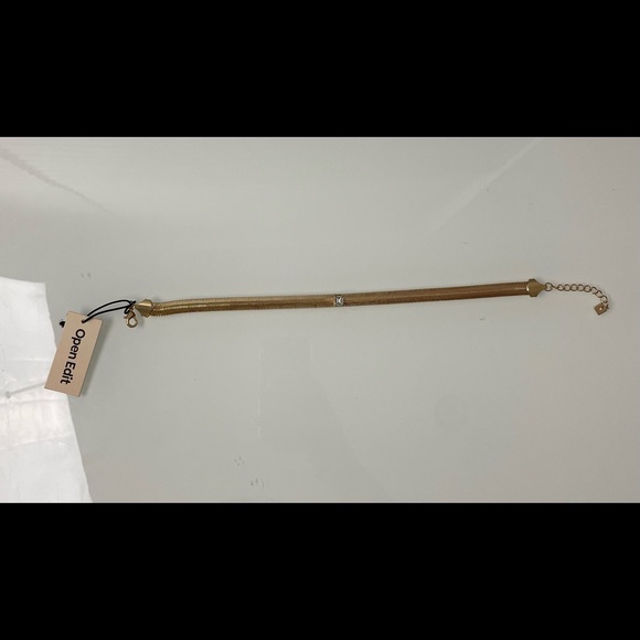 Stone Inset Herringbone Choker Necklace - Picture 8 of 8